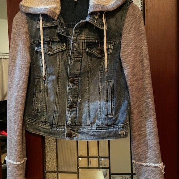 Free People Denim Jacket ~ removable hood - Picture 11 of 13